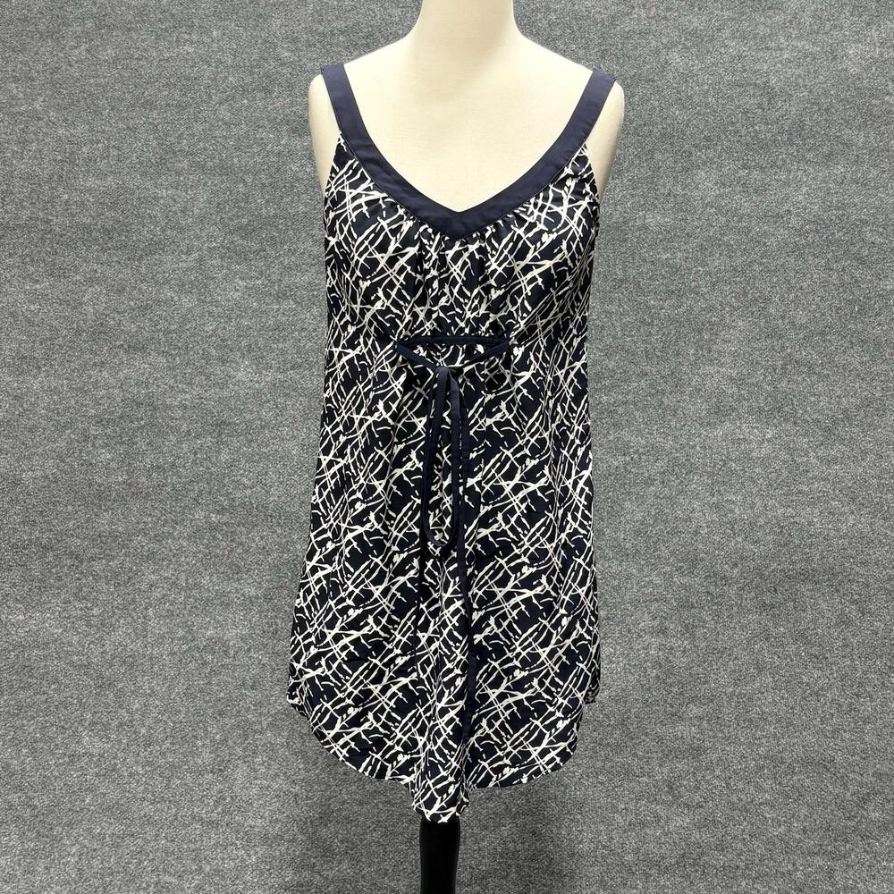 Petticoat Alley Dress Womens Small Blue Geometric V Neck Sleeveless Sundress